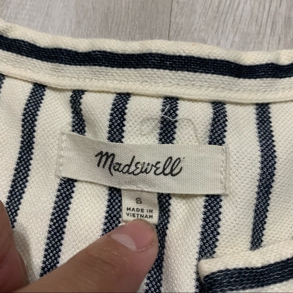 Madewell Striped Lace Front Cream Top Sz S - Picture 5 of 8